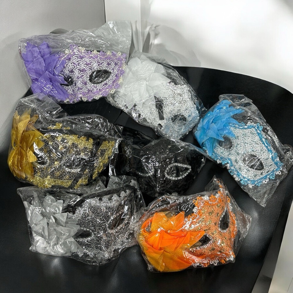 Mardi Gras Venetian Masquerade Ball Mask Party Collection Halloween Lot of 7 NEW